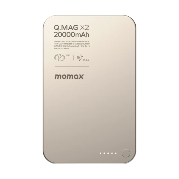 Momax Q.MAG X2 20000mAh 超薄磁吸流動電源 第二代 (鈦金色)