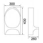 Richford UR607 掛牆尿斗 - 300x260x430mm，頂部入水，底部出水