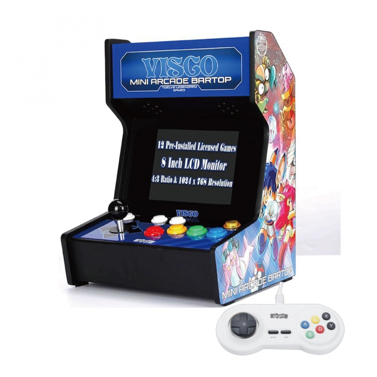 SNK Unico Visco MINI Q8 8吋遊戲街機 | 12款經典遊戲 | 雙人對戰