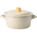 Fujihoro COTTON PLUS 20cm 雙耳附蓋琺瑯砂鍋 (暖米色)