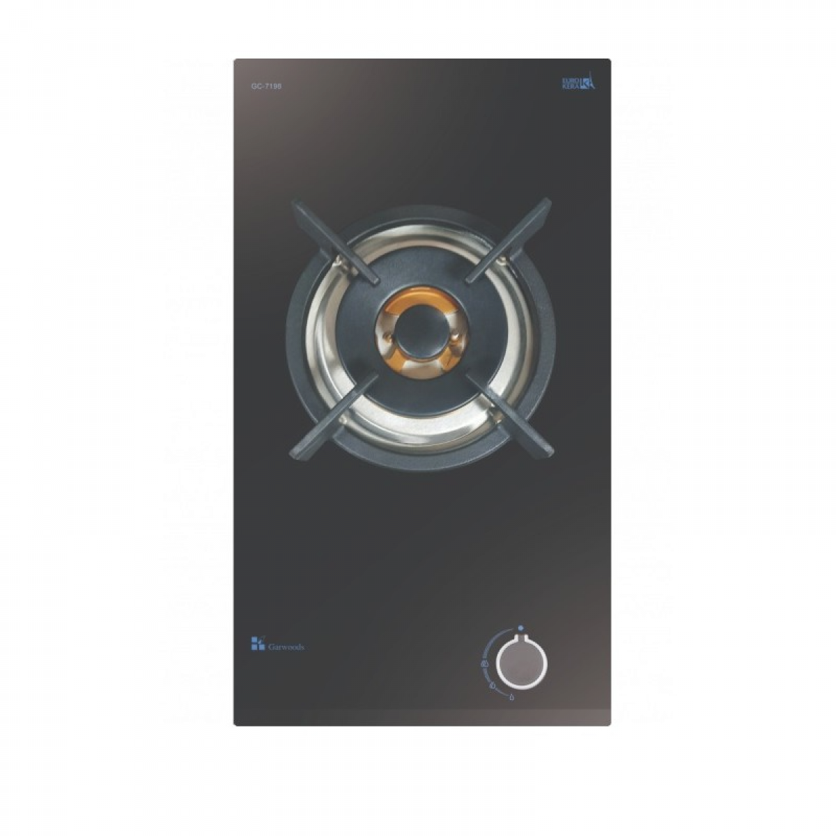 GARWOODS 樂思 GC-7198(鑽黑玻璃)TG 30CM嵌入式單頭煤氣爐：6.0kW強勁火力、Domino設計、易潔陶瓷玻璃
