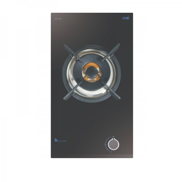 GARWOODS 樂思 GC-7198(鑽黑玻璃)TG 30CM嵌入式單頭煤氣爐：6.0kW強勁火力、Domino設計、易潔陶瓷玻璃
