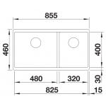 Blanco Subline 480/320-U 廚房台下雙星盆 (米雅白色/隱形溢水口)