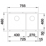 Blanco Subline 430/270-U 廚房台下雙星盆 (巧克力色/一體式安裝/隱形溢水口)