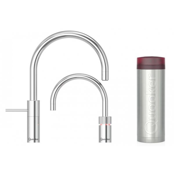 Quooker 3NRCHRTT Nordic Round 一體式雙水龍頭連PRO3滾水水箱 (拋光鍍鉻)