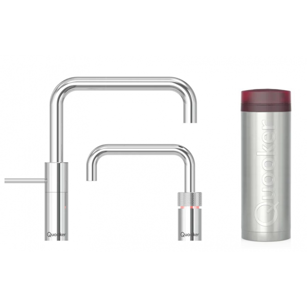 Quooker 3NSCHRTT Nordic Square 一體式雙水龍頭連PRO3滾水水箱 (拋光鍍鉻)