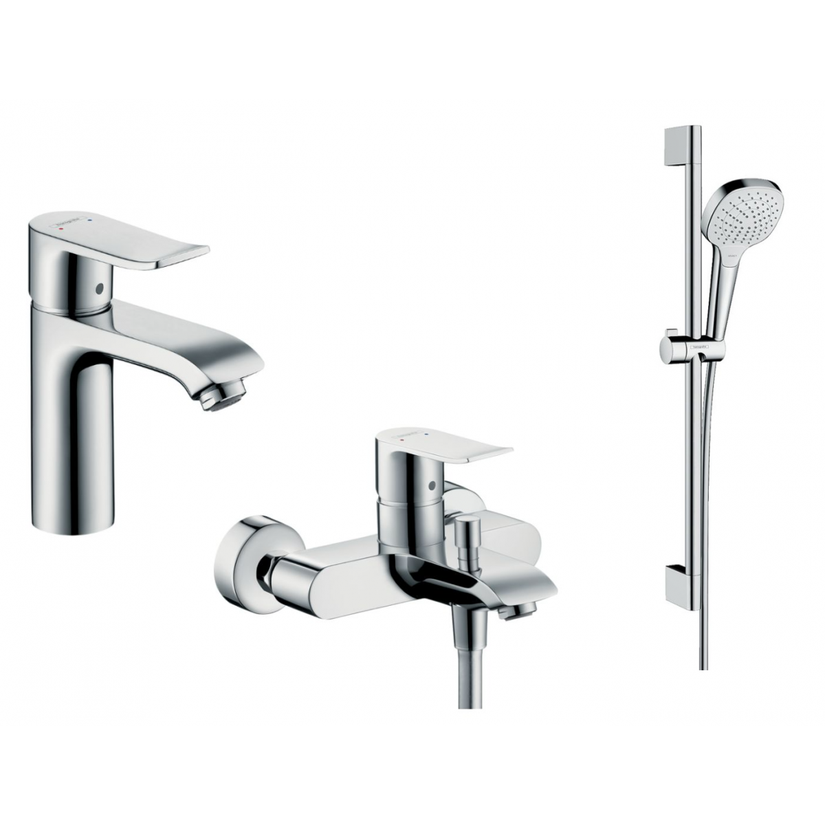 Hansgrohe Metris 龍頭3件套裝 - 面盆龍頭、浴缸龍頭、花灑企柱，功能齊全