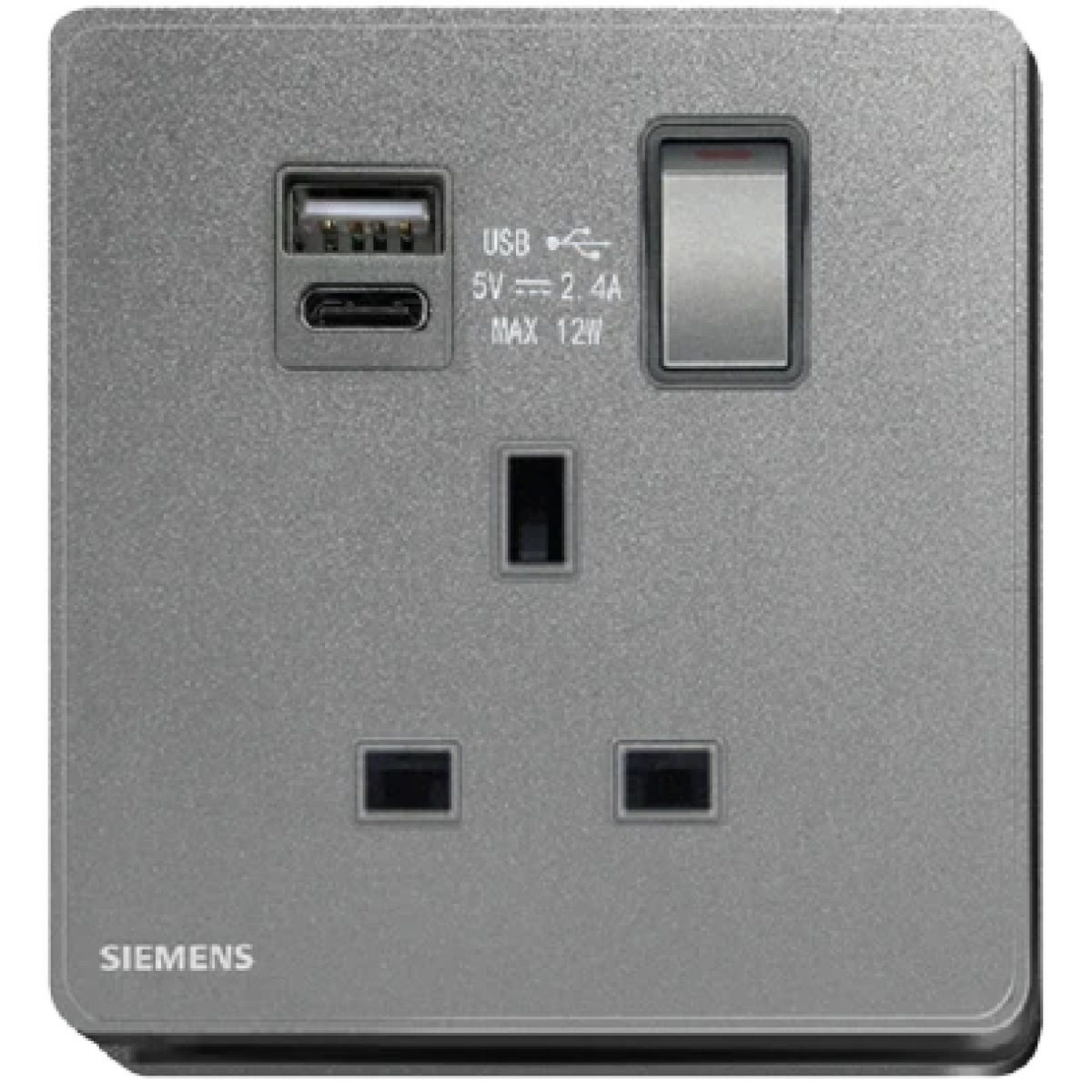 Siemens 西門子 5UB81643PC05 DELTA®arina 13A單位開關插座 (帶USB+TYPE C) (深灰色)