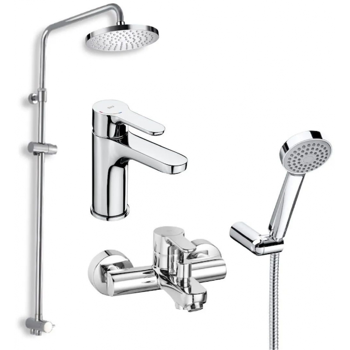 Roca L20 E4: 1+4+6 龍頭套裝 (面盆龍頭+掛牆式浴缸龍頭+花灑套裝)