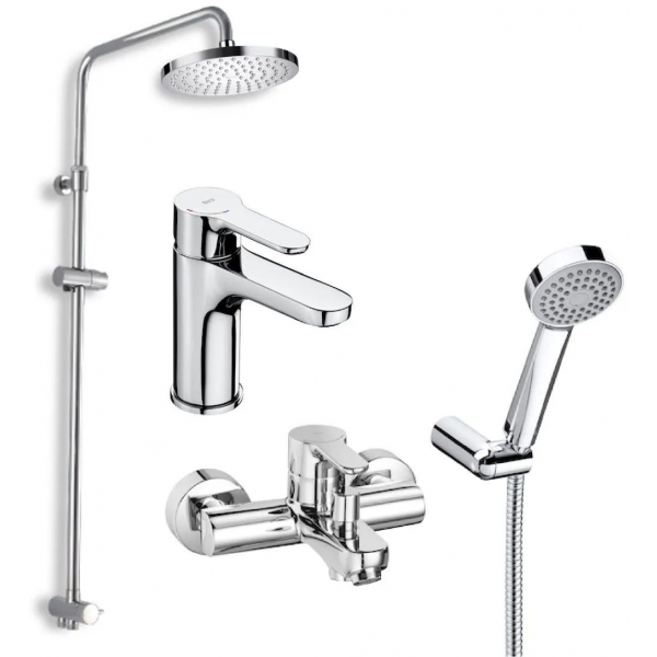 Roca L20 E4: 1+4+6 龍頭套裝 (面盆龍頭+掛牆式浴缸龍頭+花灑套裝)