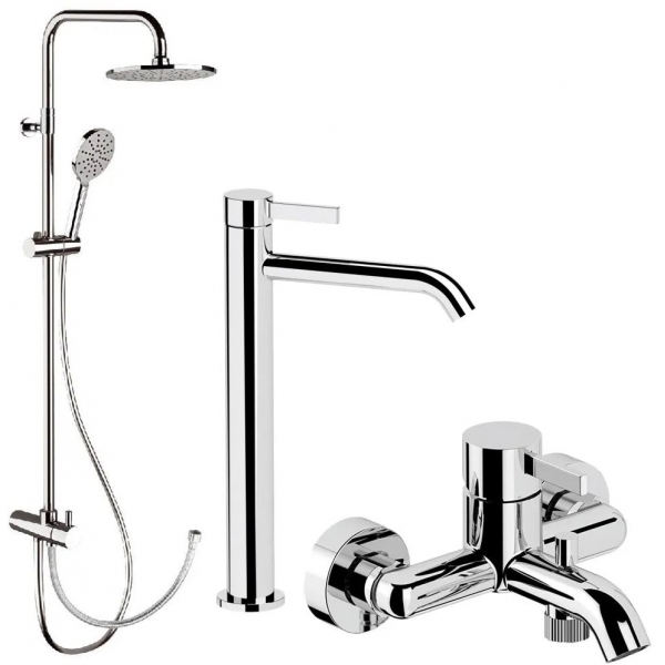 Remer Metrica 水龍頭套裝 | 意大利製 | 高身面盆+浴缸+淋浴柱