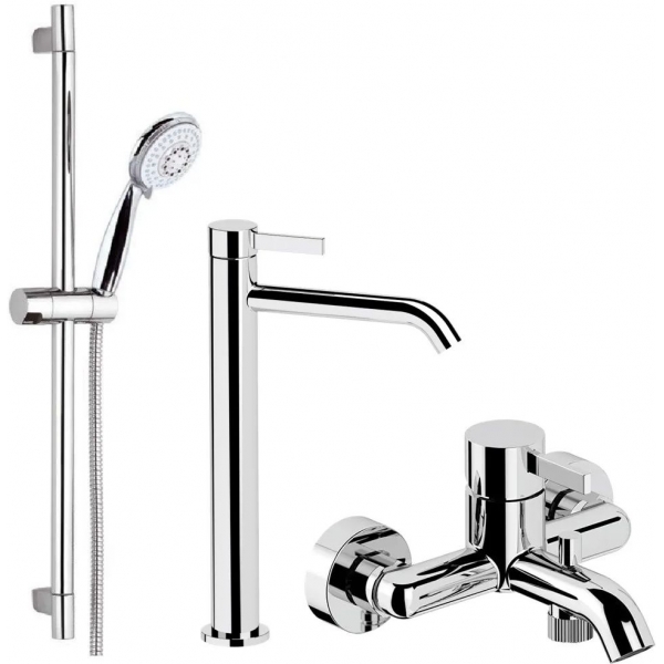 Remer Metrica 水龍頭套裝 | 意大利製 | 高身面盆+浴缸+5速花灑