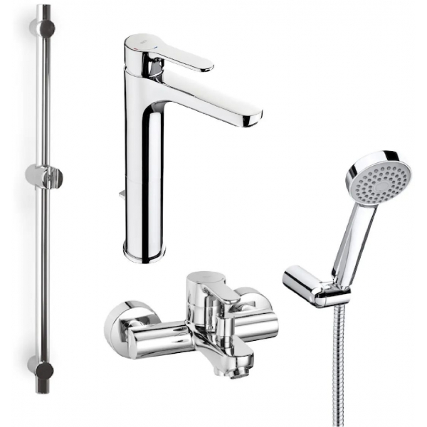 Roca L20 E3: 面盆、浴缸龍頭及花灑企柱套裝