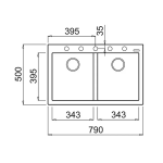 Elleci QUADRA350T 黑色花崗岩廚房台上石盆
