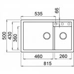 Elleci QUADRA440 黑色花崗岩廚房台上石盆