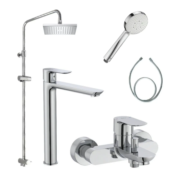 Roca Cala C4: 面盆、浴缸龍頭及方形淋浴花灑套裝