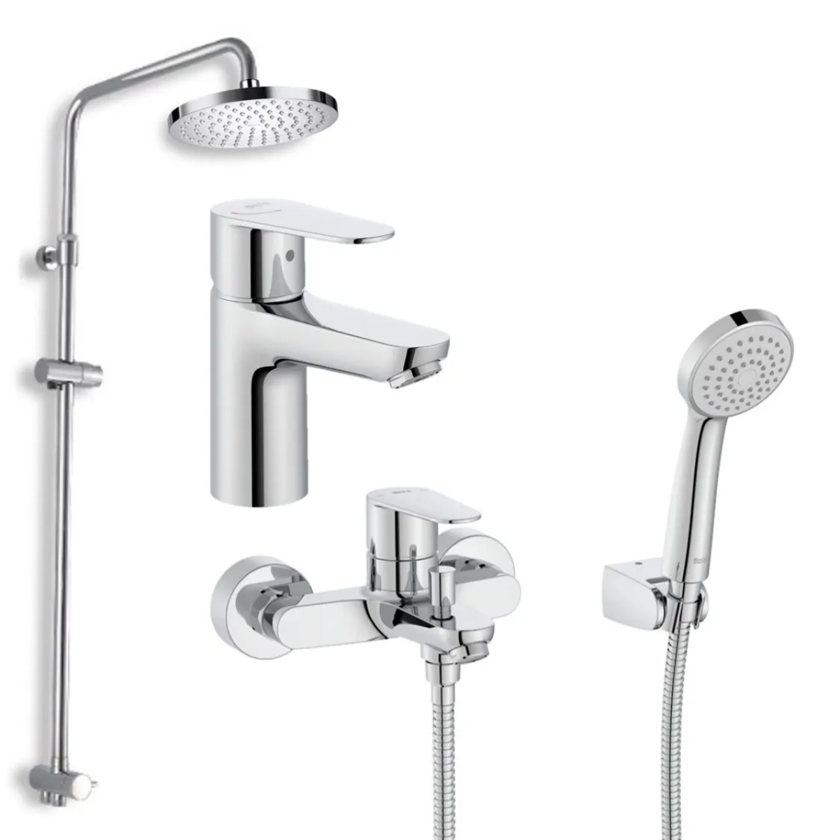 Roca Victoria Plus H3: 面盆、浴缸龍頭及圓形雨淋花灑套裝