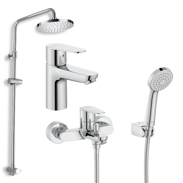 Roca Victoria Plus H3: 面盆、浴缸龍頭及圓形雨淋花灑套裝