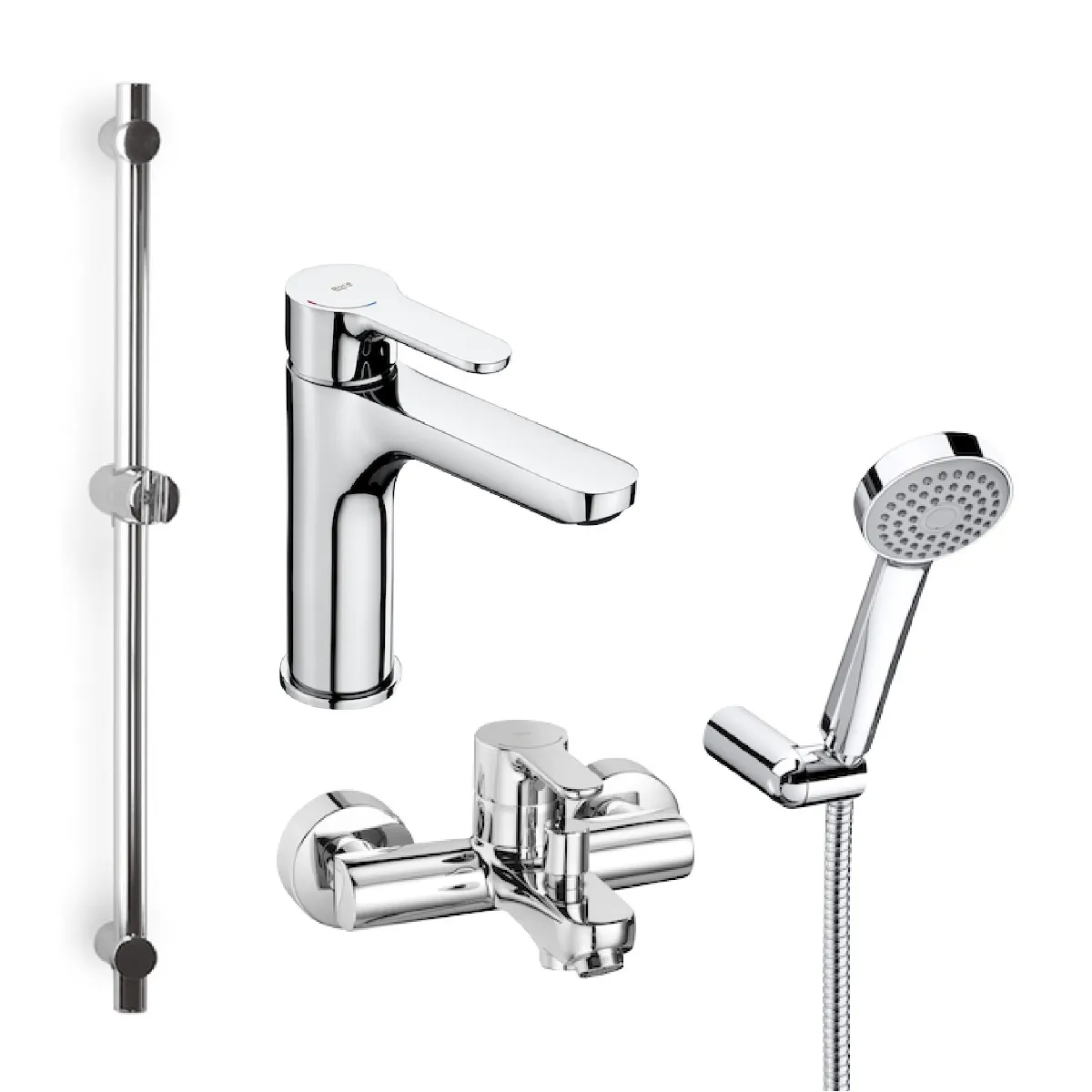 Roca L20 E2: 中身面盆、浴缸龍頭及花灑企柱套裝