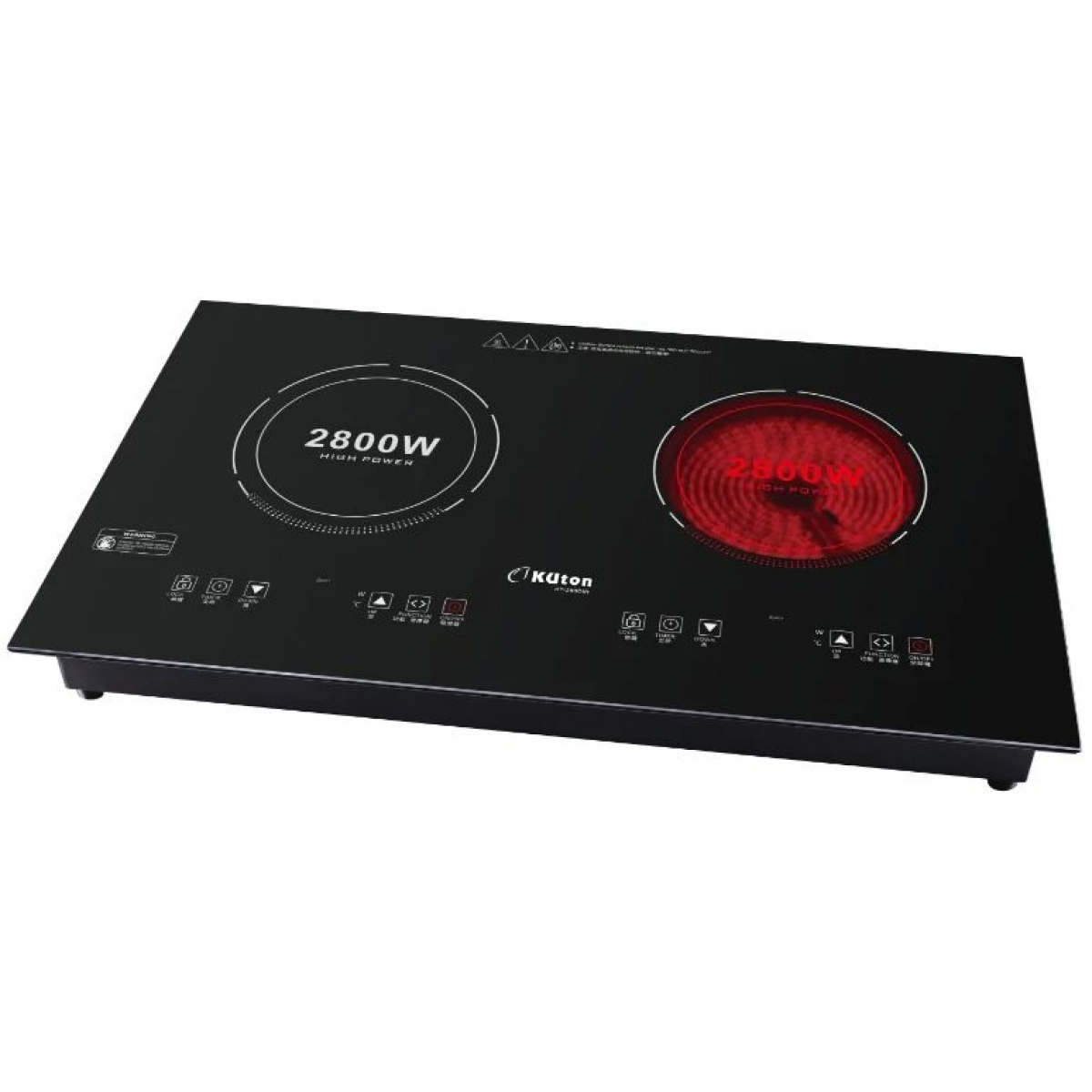 Kuton KT-288DIR 73厘米 2800W 嵌入/座檯式 雙頭電磁電陶爐