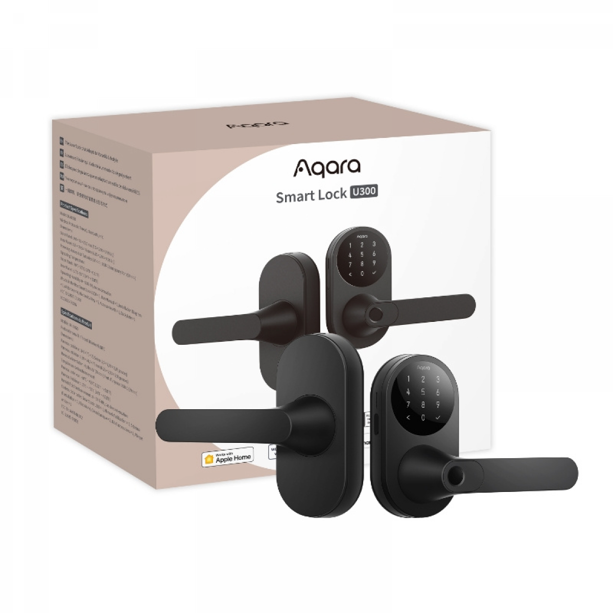 Aqara DL-D02D 智能電子門鎖 U300 (黑色): Matter兼容、Apple Home Key、IPX4防水