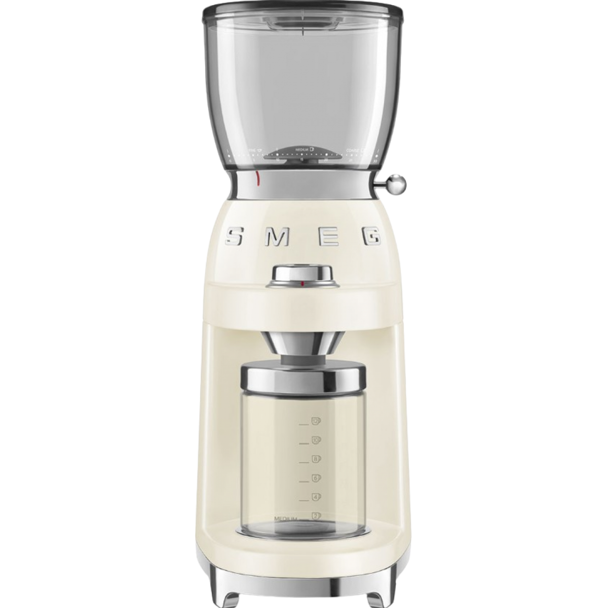 Smeg 50s Style CGF11CRUK 咖啡研磨機 (乳白色) - 不銹鋼錐形毛邊、30段研磨、150W功率