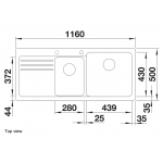 Blanco NAYA 8S 花崗岩石廚房右雙盆昇盤 (黑色 Black)