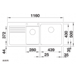 Blanco NAYA 8S 瀝青色 廚房雙盆昇盤 (適用80厘米櫃)