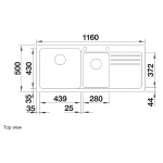 BLANCO NAYA 8 S(519657) 花崗岩雙槽鋅盤 - 80cm櫃用 白色