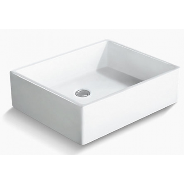 Kohler K-19897T-0 DELTA 長方形檯上式面盆：超薄設計，耐火土材質，適用多種浴室風格