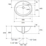 Kohler K-2196X-1-0 Pennington 檯面盆 - 橢圓設計，單孔設計