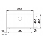 Blanco Subline 800-U 廚房台下單星盆 (火岩灰色/隱形溢水口)