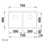 Blanco Subline 350/350-U 廚房台下雙星盆 (咖啡色/隱形溢水口)
