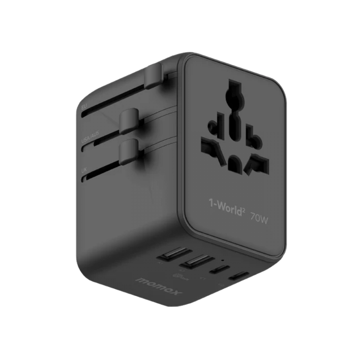 Momax UA22UKD 1-WORLD² 70W GaN全球轉換插座 (黑色)