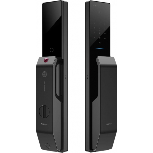 Moorgen T9系列 Swarovski 水晶按鈕 貓眼智能電子門鎖 (雲母黑)