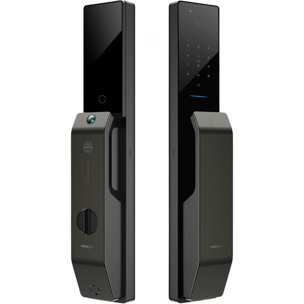 Moorgen T9系列 Swarovski 水晶按鈕 貓眼智能電子門鎖 (香檳銀)