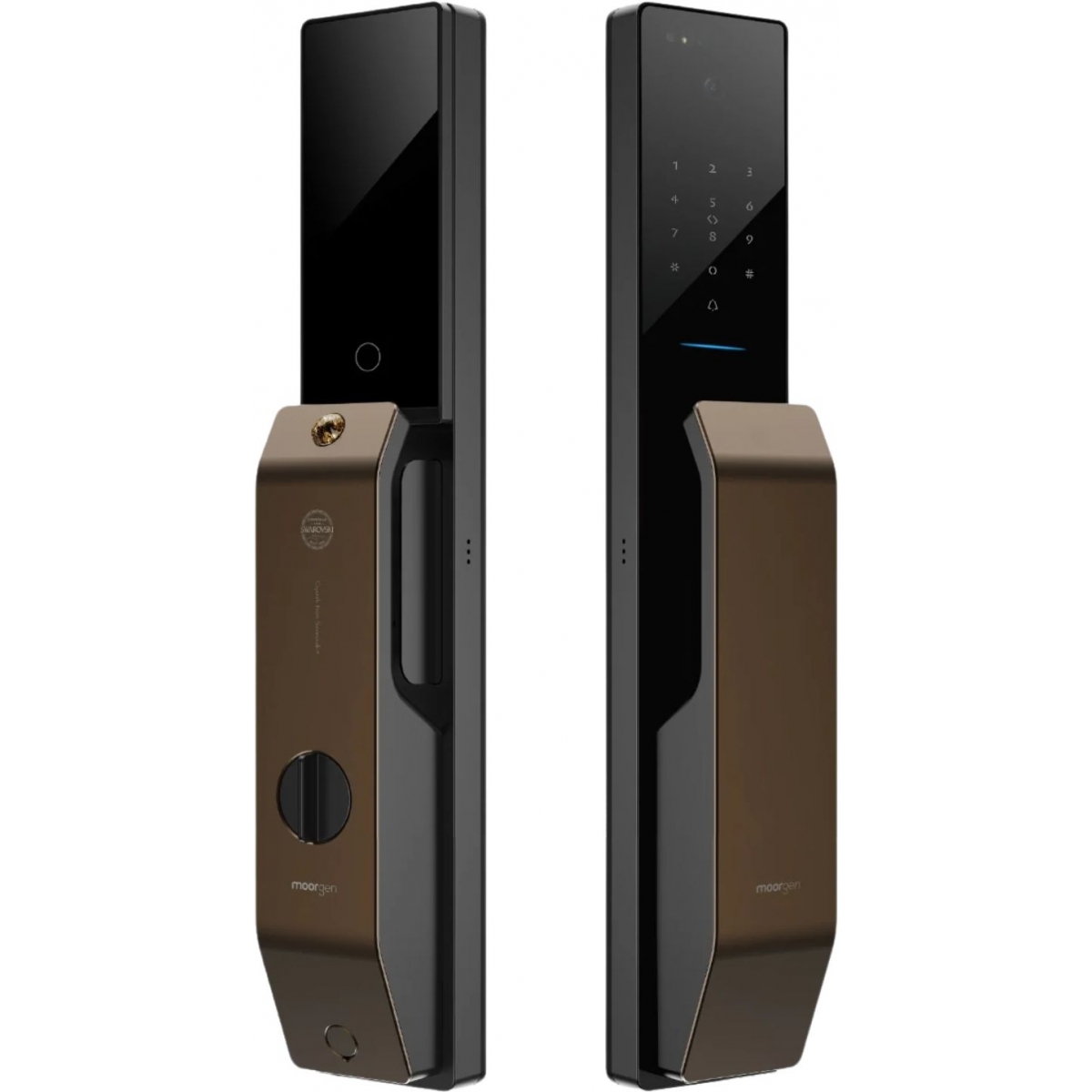 Moorgen T9系列 Swarovski 水晶按鈕 貓眼智能電子門鎖 (香檳金)
