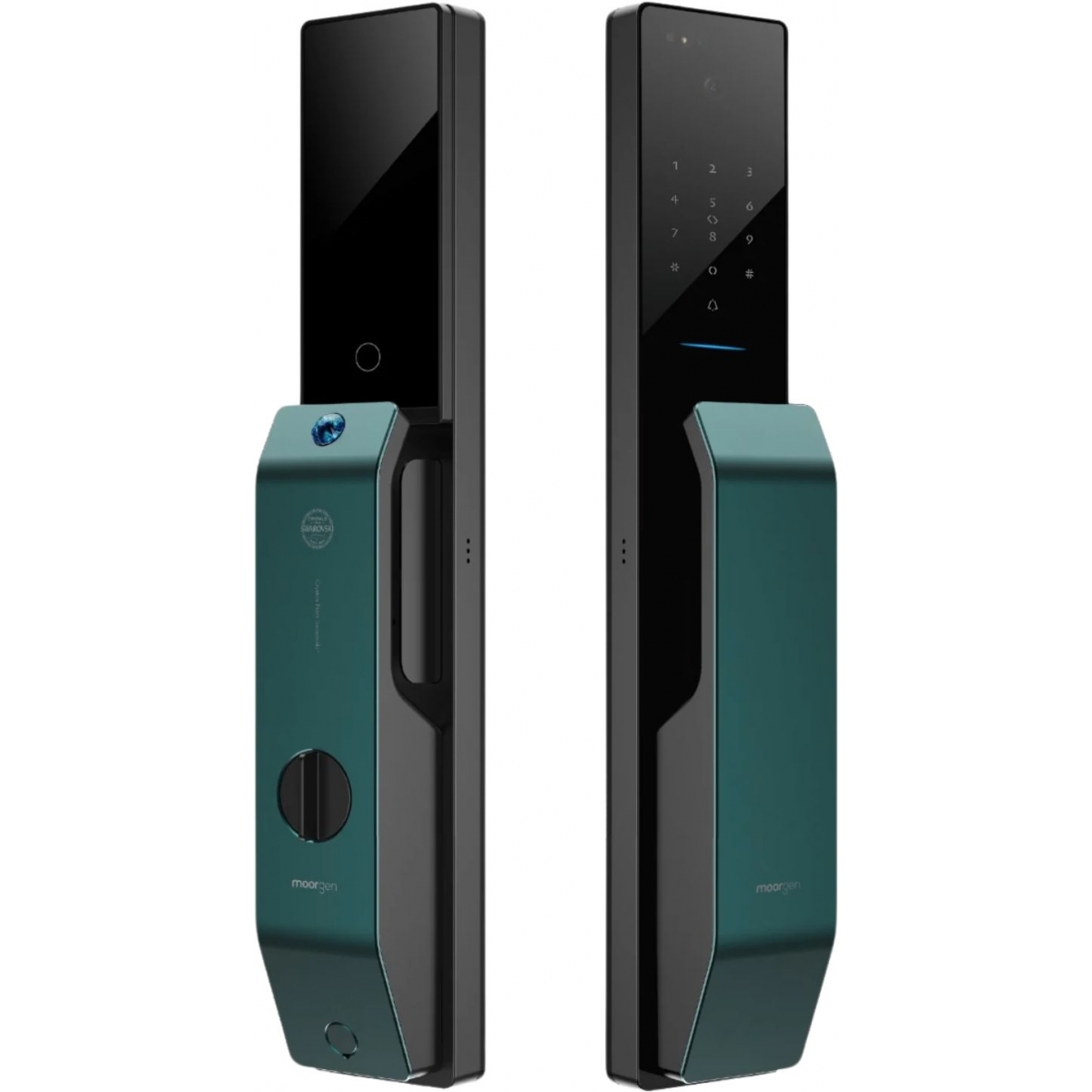 Moorgen T9系列 Swarovski 水晶按鈕 貓眼智能電子門鎖 (超跑綠)