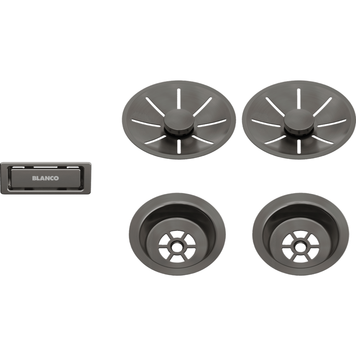 Blanco 206901 InFino 排水口 雙套裝 (緞紋暗鋼 Satin Dark Steel)