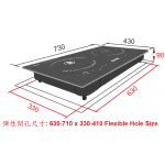 Kuzzo 德國德信 DG-289 73厘米 2800W 嵌入/座檯式 智能雙頭電磁爐 (黑色)
