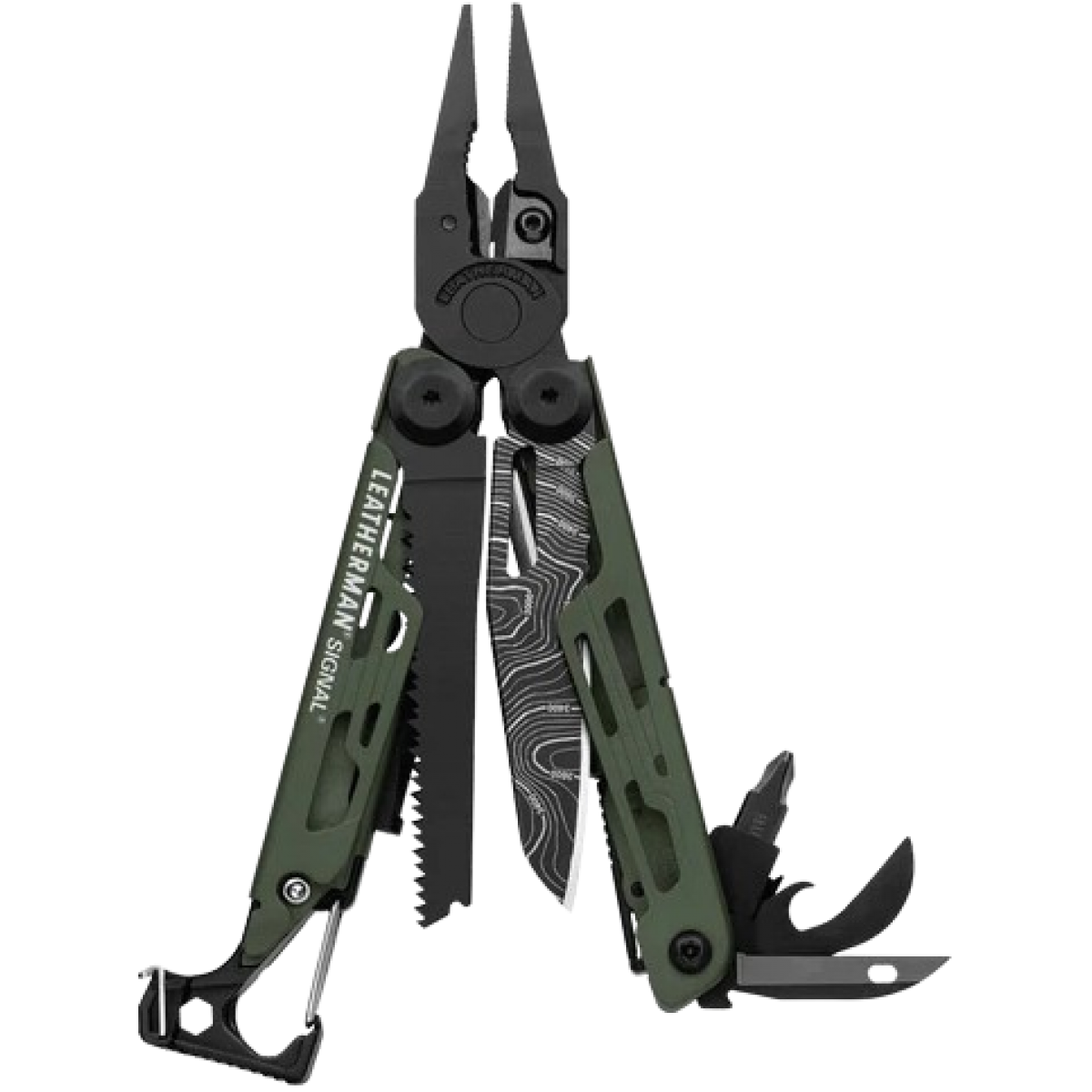 Leatherman SIGNAL折疊多用途工具 (軍綠色): 19合1、打火棒、緊急哨子、金剛石磨刀器