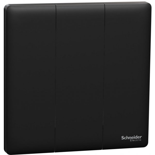 Schneider Electric Unica X 16AX 三位單控開關掣 (曜石黑)