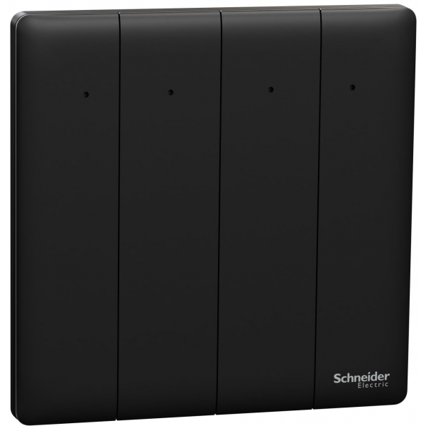 Schneider Electric Unica X NUX34_1N_JB 16AX 四位單控開關掣連LED指示燈 (曜石黑)