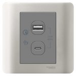 Schneider Electric 施耐德電氣 E8432ACQUSB_SA_C5 Zencelo 兩位21W Type A+C PD+QC3.0 USB充電插座 (銀灰)