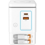 XPower RN105 Qi2 6輸出 105W GaN塔式充電器（白色）：GaN晶片、雙伸縮線、多重安全保護