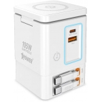 XPower RN105 Qi2 6輸出 105W GaN塔式充電器（白色）：GaN晶片、雙伸縮線、多重安全保護