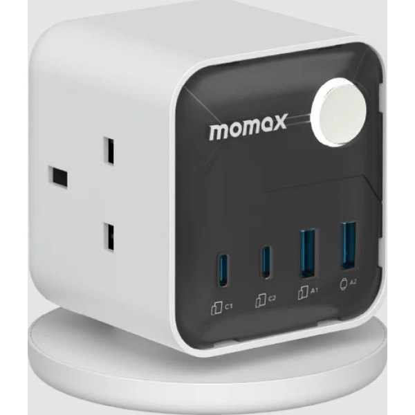 Momax 1-Charge Work Flow US20UKW 3插座電源盒（附USB）：30W GaN晶片、7合1充電、多重保護