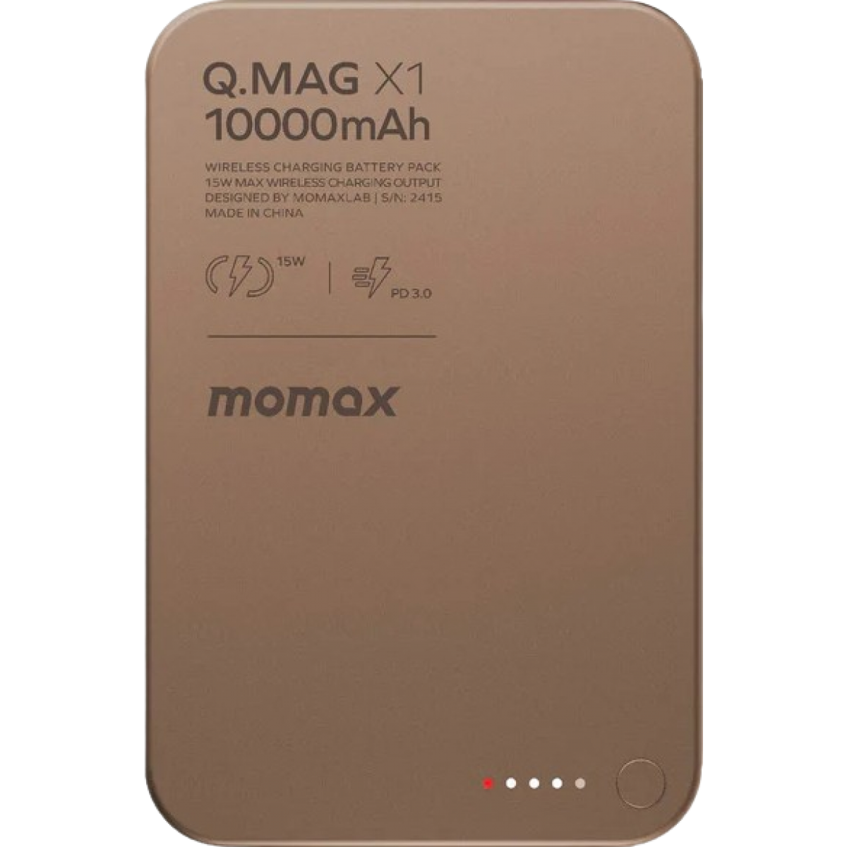Momax Q.Mag X1 IP117AL2 10000mAh 超薄磁吸流動電源 第二代（砂岩色）: 15W無線快充、PD20W輸出、極限超薄