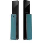 Moorgen 摩根 T5+系列 Swarovski 黑色水晶按鈕 貓眼智能電子門鎖 (把手面板: 雲母黑 (原裝) + 夢幻藍 (自選)