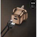 Momax 1-Charge UM71UKL2 30W GaN雙口充電器 | USB-C+USB-A | 智能安全保護